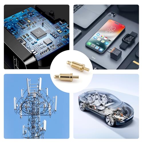 100 Pack 9.5mm Gold Plated Copper Pogo Pins, Through Hole PCB Circuit Test Thimble Connectors