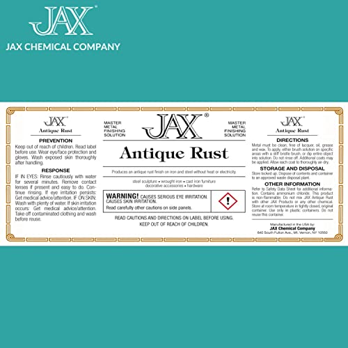 JAX Antique Rust - Metal Finishing Solution - Antique Finish without Heat or Electricity - Pint 16 Fl Oz (Pack of 1)