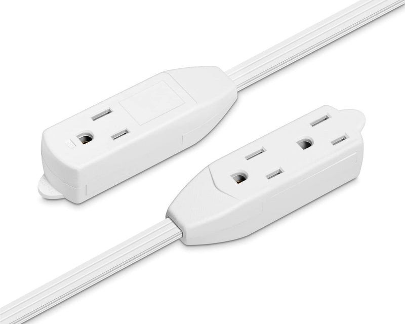 Maximm Cable 50 Feet Flat Plug Extension Cord/Wire, Multi Outlet - 3 Prong Angled Plug Extension Cord - White UL Certified 1 Pack