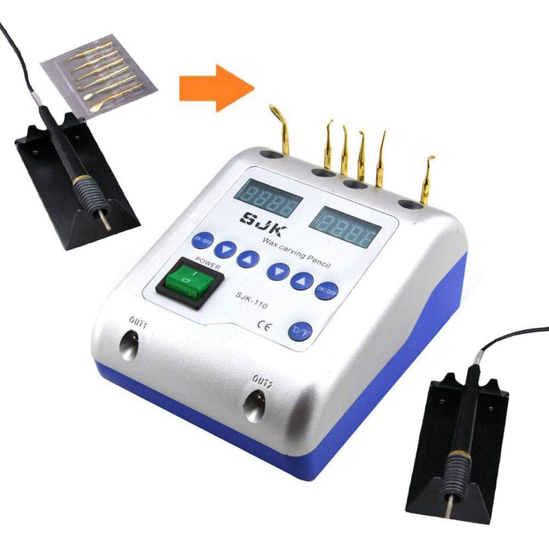 Dental Lab Electric Waxer Carving Knife Machine Double Pen and 6 Wax Tips
