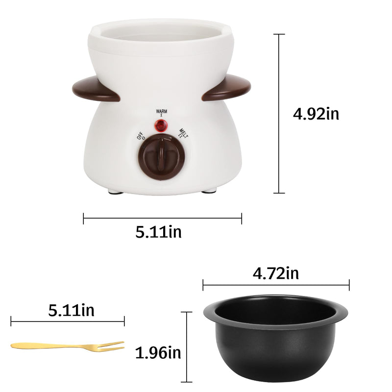 Mini Chocolate Fondue Pot Electric Chocolate Melting Pot with 6pcs Artistic Forks Perfect for Children's Party Christmas Gifts (White)