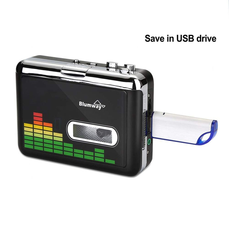 BlumWay USB Cassette to MP3 Converter, Portable Tape Cassette Player to MP3 Format, Audio Music Cassette Tape to Digital Converter with Earphone, Walkman Type, No Need Computer