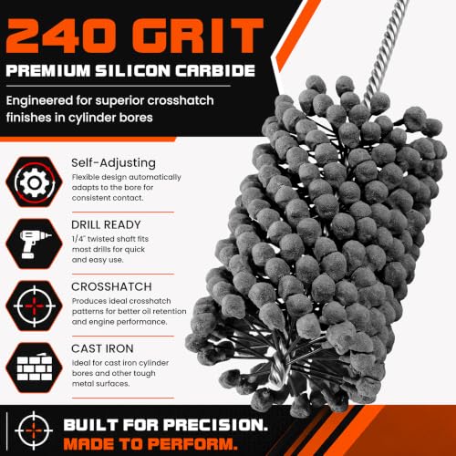 4 Inch 240 Grit Silicon Carbide Cylinder Hone Ball Brush