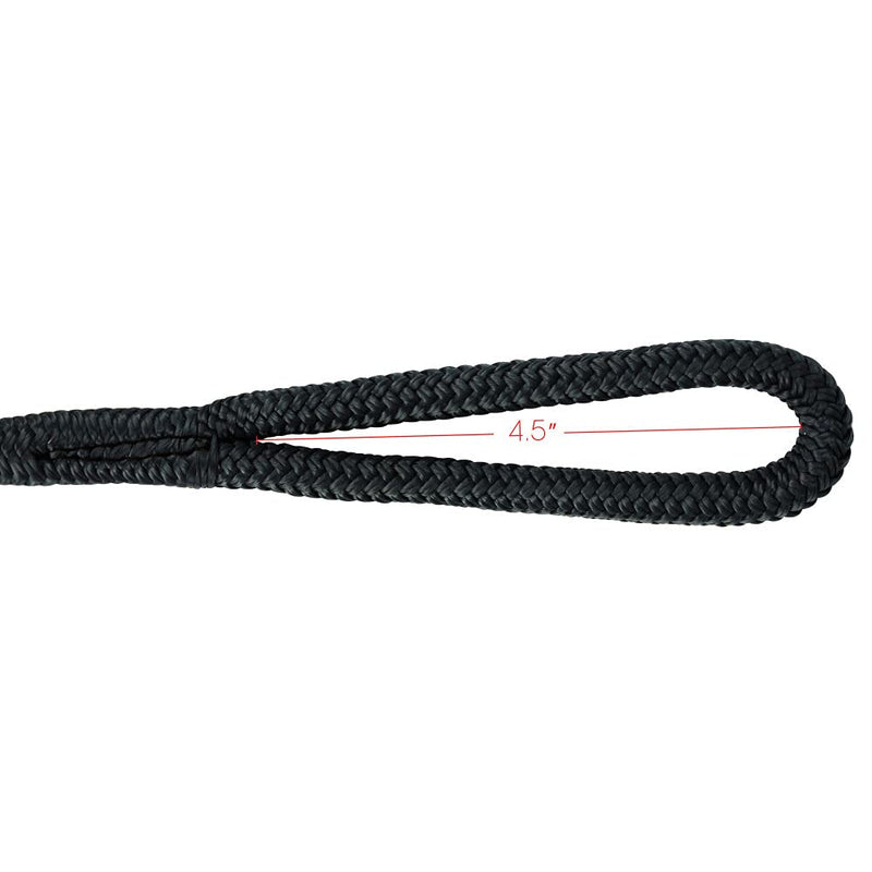 Extreme Max 3006.3383 BoatTector Premium Double Braid Nylon Fender Line Value 4-Pack - 3/8" x 6', Black