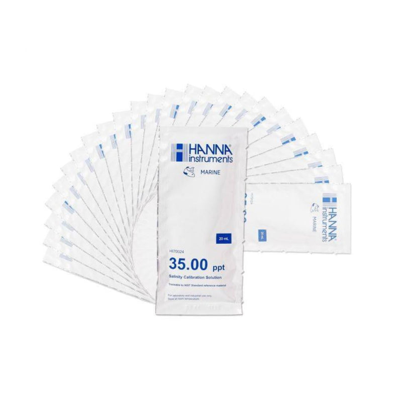 Hanna HI70024p Solution Packets - 35 PPT Salinity Calibration Solution Sachets - Portable Single-use sachets - 25 Packs