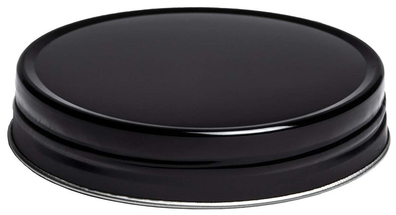 AllSpice Rust-Proof Wide Mouth Aluminum Metal Mason Jar Lids Leak-Proof 12-Pack (Black) Black