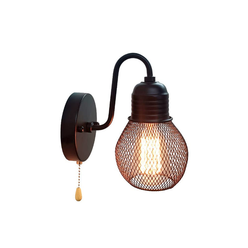 Black Wall Sconce with Pull Chain Switch,1-Light Wall Lamp,Industrial Farmhouse Wall Sconces for Living Room Bedroom Bathroom Kitchen Porch (12 cm Shade) 12 cm Shade