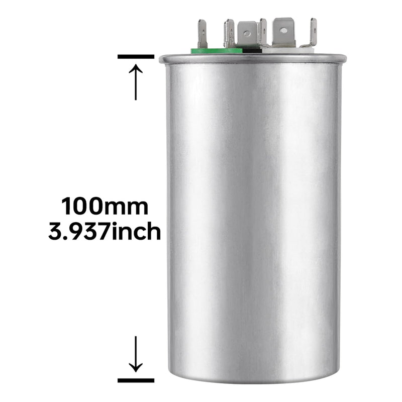 BOJACK 50+3 uF ±6% 50/3 MFD 370/440 VAC CBB65B Dual Run Start Round Capacitor for Condenser Straight Cool or Heat Pump Air Conditioner or AC Motor and Fan Starting