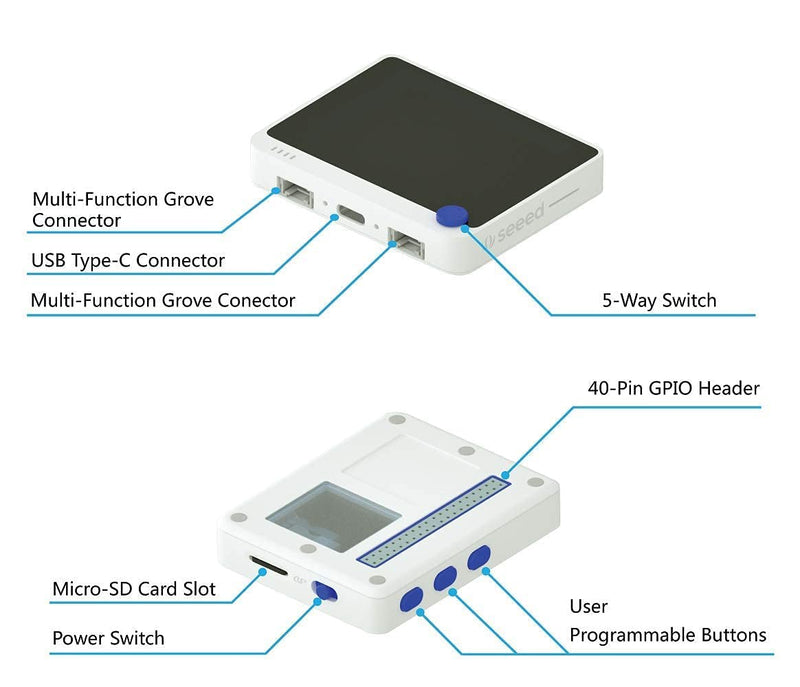 Seeed Studio Wio Terminal ATSAMD51 Core with Realtek RTL8720DN BLE5.0 Dev Board, Wireless Microcontroller Python Terminal Device Compatible with Raspberry Pi for Arduino, Micropython, and TinyML.