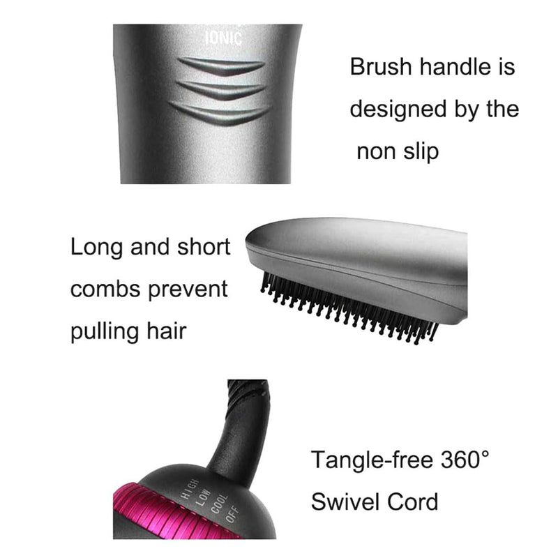 Hair Dryer Brush Straightener Brush 3 in 1 Hot Air Stylers 1200W Powerful Hair Comb Blow Dryer Brush 3-Speed Temperature Adjustment(Ash Pink,British Standard) British standard Ash Pink