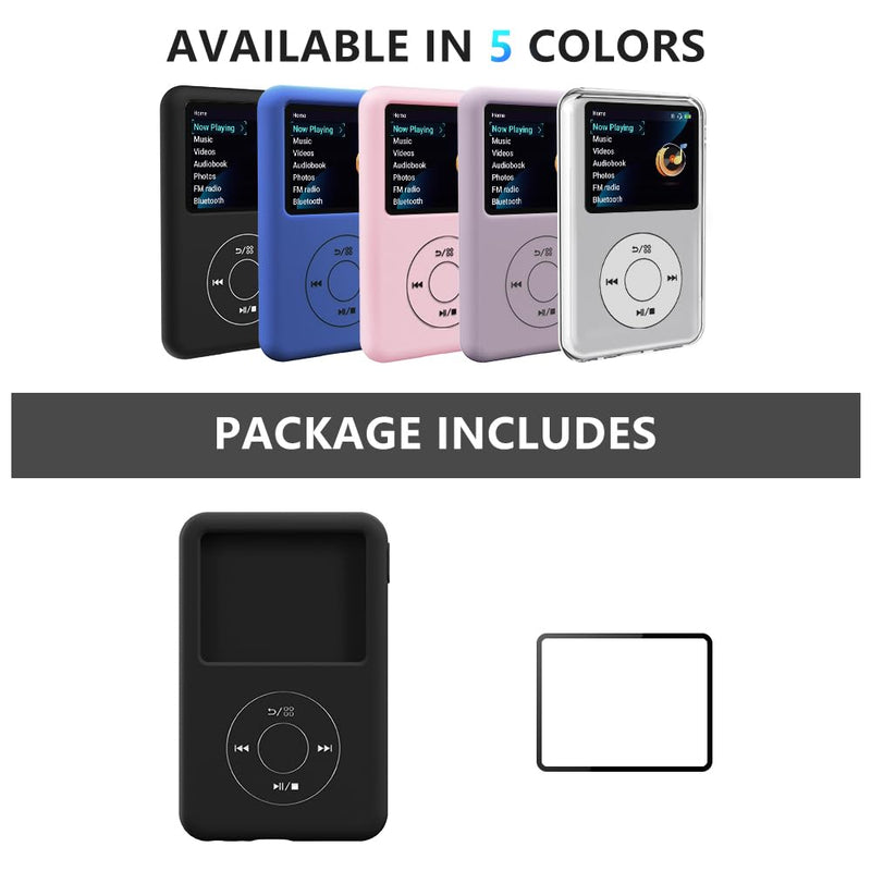 for Innioasis Y1 Case, Silicone Protective Cover with Screen Protector for innioasis y1 MP3 Player -Black black