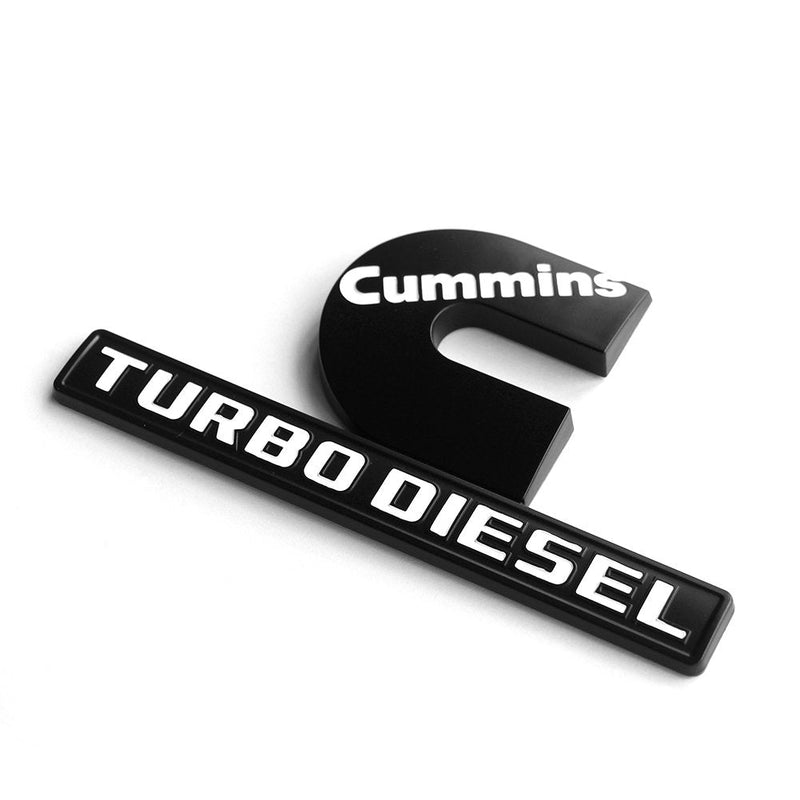 Yoaoo 2Pack OEM Black Cummins Turbo Emblem Compatible with 2500 3500 Emblem Matte White 6.2" by 3.4" inches Black with white