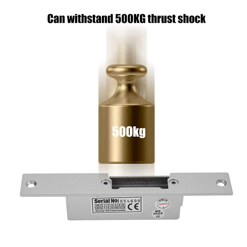 Bewinner Electric Locks, Door Access Control Electric Strike Lock NC/NO Cathode,Can Withstand 500Kg Thrust Shock,Electric Magnetic Lock for Wood Metal Door(NO Electric Strike)