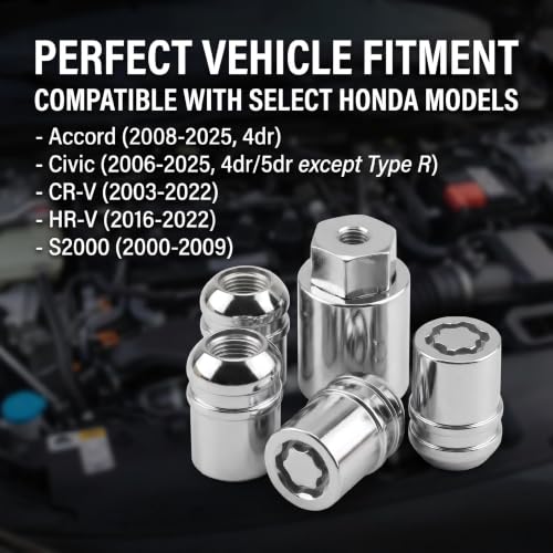 Alloy Wheel Lock Lug Nuts Compatible with Honda 08W42-SNA-101