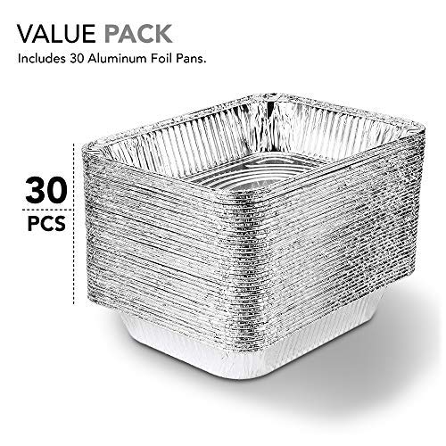 Stock Your Home Aluminum Pans 9x13 Disposable Foil Pans (30 Pack) - Half Size Steam Table Deep Trays - Tin Foil Pans Great for Cooking, Heating, Storing, Prepping Food 30 Pack
