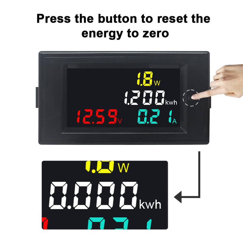KETOTEK Voltmeter Ammeter DC 14-600V 20A, 4 in 1 Multimeter Panel Kwh Volt Amp Watt Meter, Digital Power Meter Energy Monitor DC Current Meter with Built-in Shunt 14-600V 20A(Built-in Shunt)