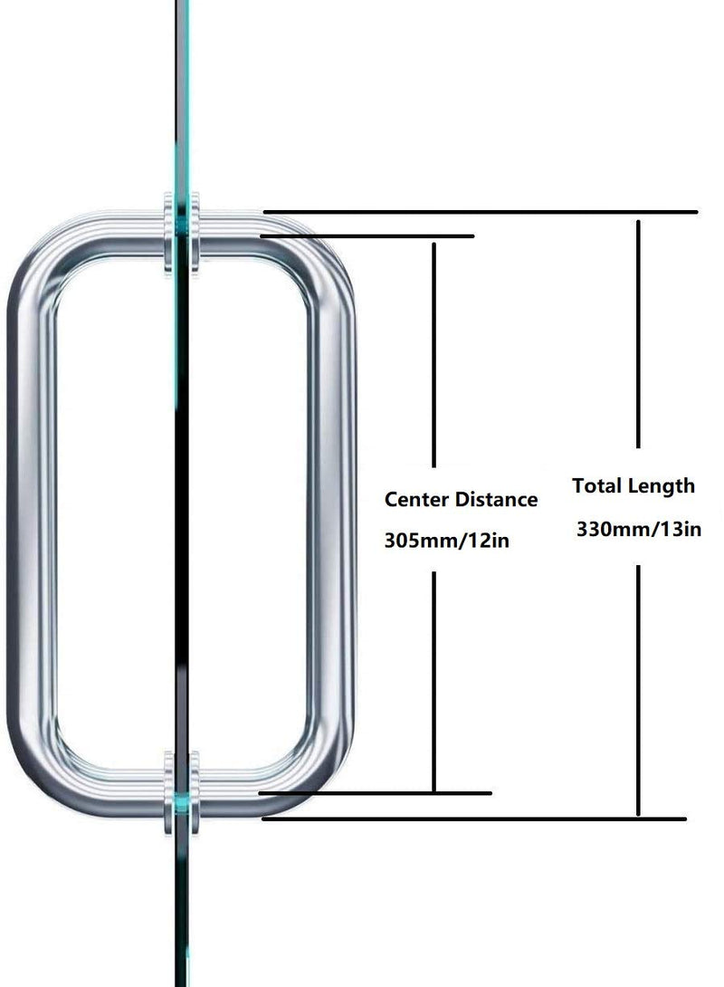 12" Glass Door Handle Shower Door Handle Made of Back to Back Stainless Steel