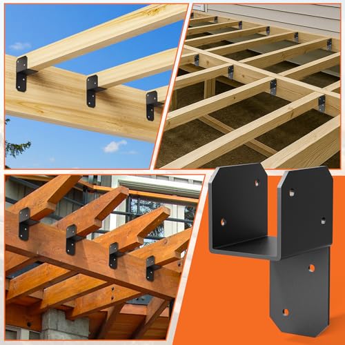 4Pcs 2x4 Joist Anchor Connector - Heavy Duty Steel Post Cap Tie Brakcet, 15 Gauge Carbon Steel, Post to Beam Connector Fits 2x4 Lumber(Actual Size 1.5"x3.5") 4 pcs