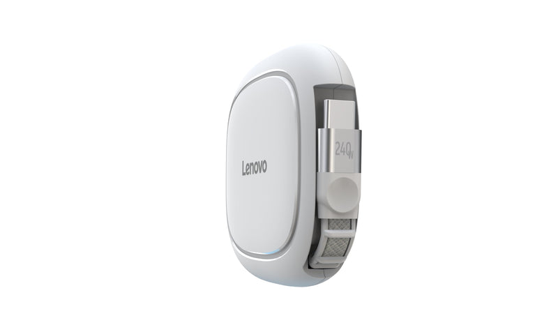 Lenovo 240W USB-C Retractable Cable, PD Fast Charging USB-C to USB-C, Smart Retractable Design, 1.2m (3.94 Ft), 480Mbps Data Transfer, Compact Portable Charger Cable for Laptop Tablet Phone, White