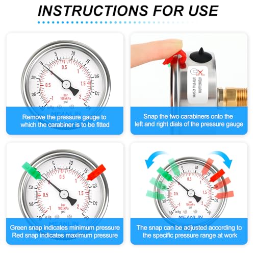 MEANLIN MEASURE -30inHG~30Psi Vacuum Gauge Stainless Steel 1/4" NPT 2" FACE DIAL Waterproof for Air Compressor HVAC Negative Pressure Hand Pump Pool Center Back Mount (with 2PCS Snaps) -30inHG-30Psi