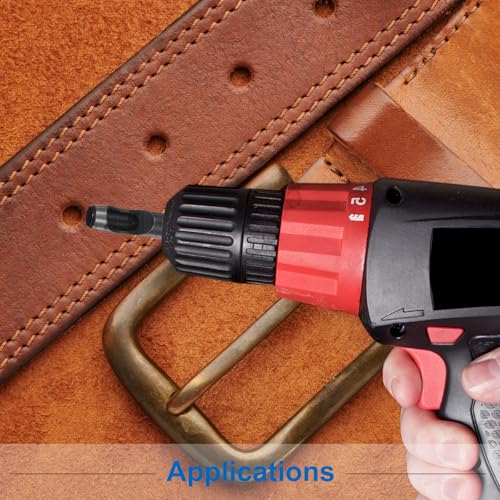 HARFINGTON 2pcs 16mm,25mm Leather Hollow Hole Punch 1/4" Hex Shank for Drills, Belt Hole Punch Punching Cutter Tool for Leathercraft Working 2