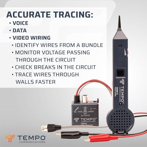 TEMPO 601K-G Standard Wire Tracer Electrical, Tone Generator and Probe Kit for Ethernet, Internet,Coax, Video, Data RJ45, RJ11, RJ12 (601K-G-BOX Cable Toner)