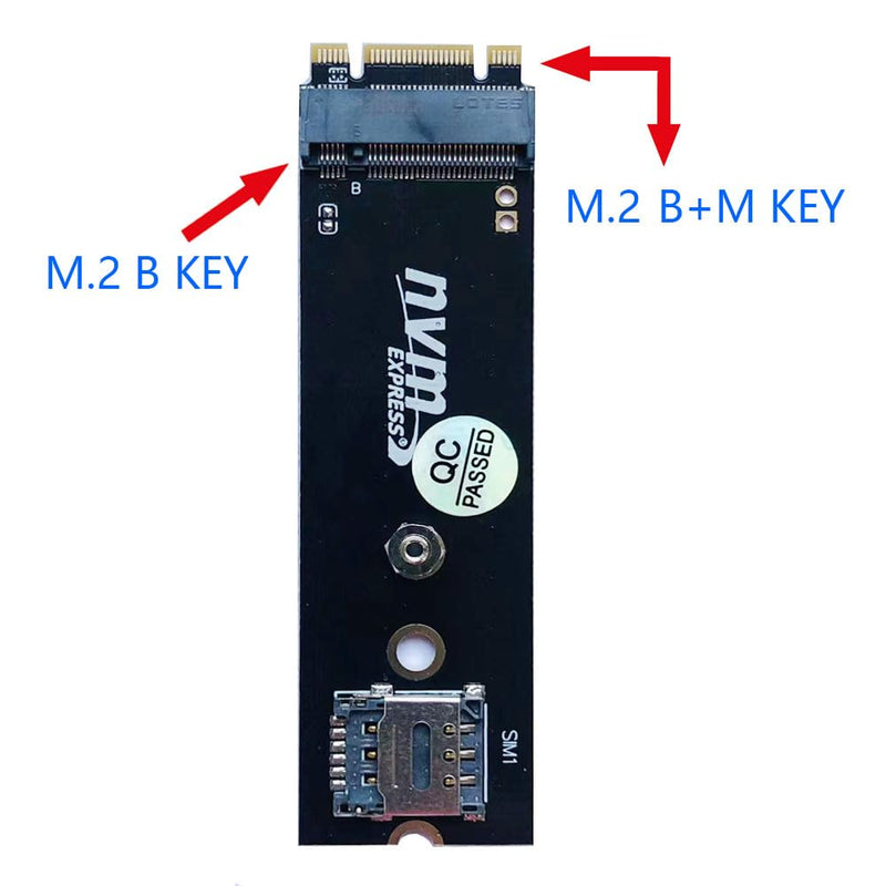 M.2 B Key 4G/5G Network Card Module to NGFF M.2 B+M Key with SIM Card Adapter