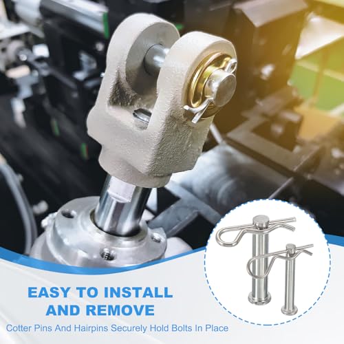Clevis Pin with R Shaped Spring Cotter Pin M10x90mm Single Hole Clevis with R - Clip Fits for Automotive Mechanics Cars Trucks, (6 Pcs, Silver)