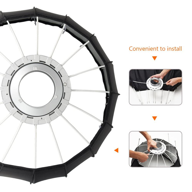 Godox P90L 90cm 35.5 inch Portable Deep Parabolic Softbox Bowens Mount Studio Flash Reflector Photo Studio Softbox for Studio Flash SK400II DP600II DP400II DE300 DE400 and Outdoor Flash AD600 AD600BM