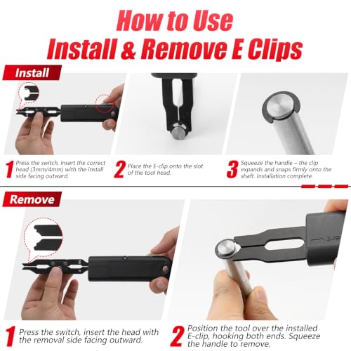 3mm & 4mm E Clips Assortment Kit - E Clip Installation & Removal Tool Kit Tool+400PCS E Clips