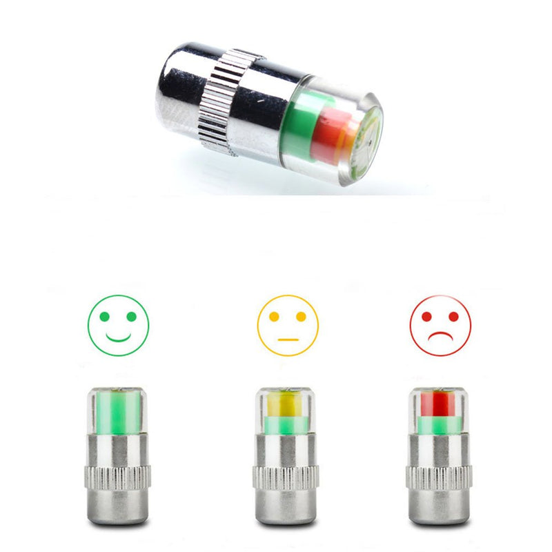 ANKI HAPPIGO 8Pcs 2.2Bar 32-to-35 PSI Car Tire Pressure Monitor Valve Stem Caps Sensor Indicator Easy to Read 3 Color Eye Alert 2.2Bar 32PSI