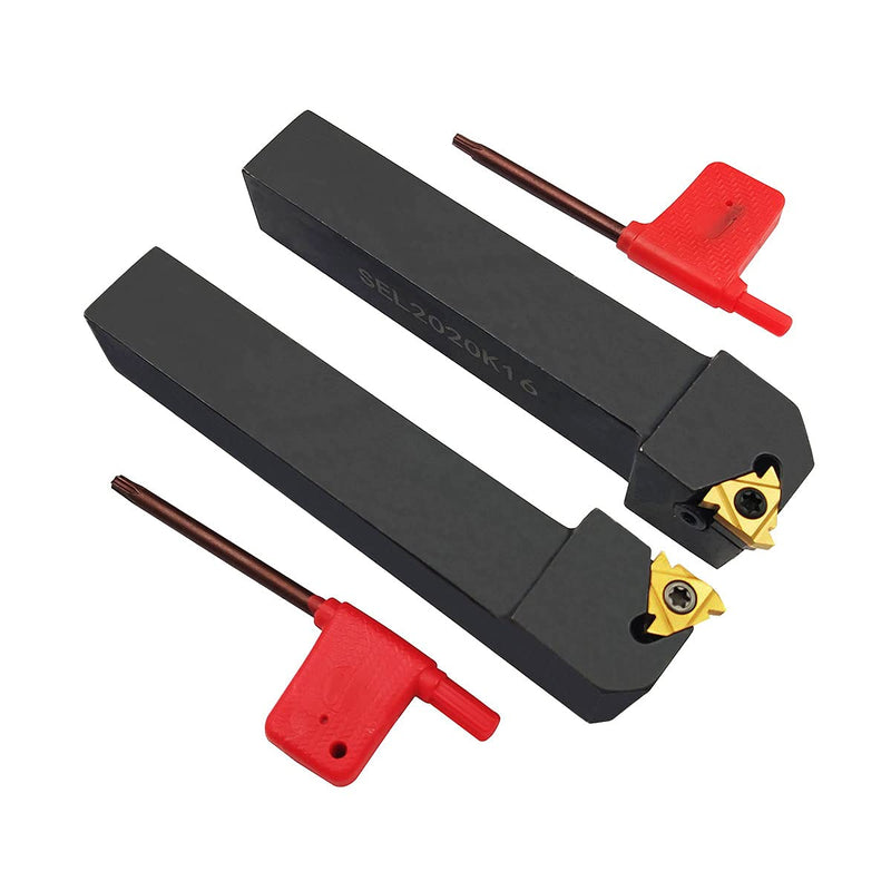 3/4" SER2020K16 + SEL2020K16 CNC Lathe Carbide Indexable Threading Turning Tool Holder with 2PCS 16ER / IR AG60 BP010 Indexable Carbide Turning Insert Blade + 2 Wrench T15