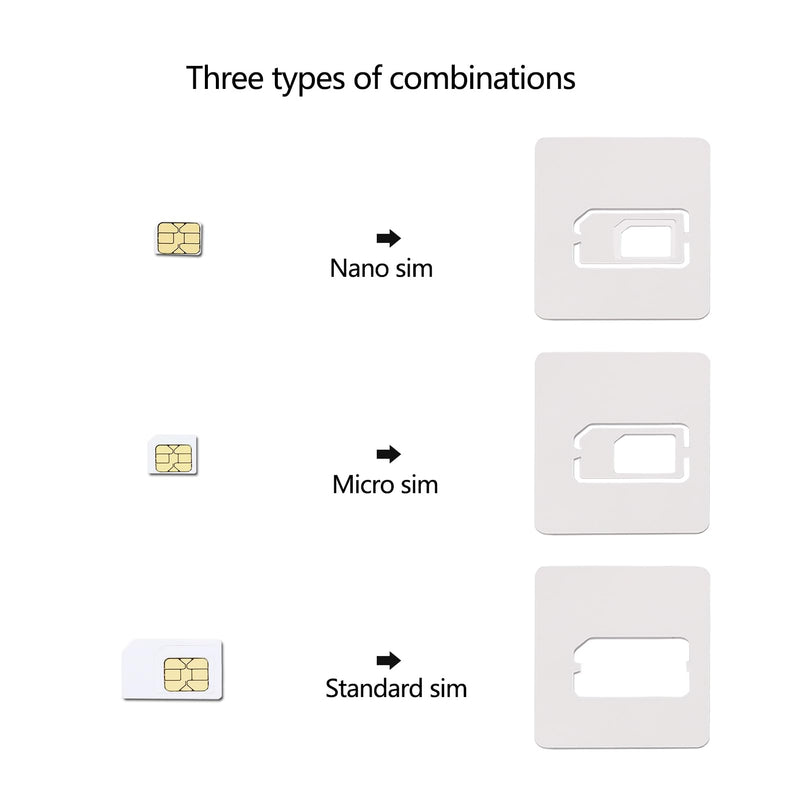 Sim Card Adapter Nano/Micro/Mini Card Converter Large Card Board 3 in 1 Card Holder 2pcs
