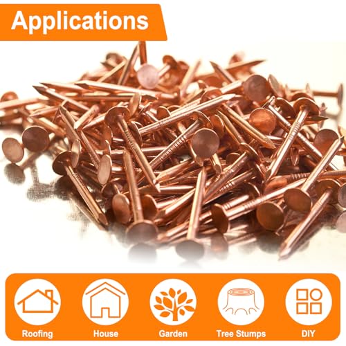 1 Inch Copper Nails, 125Pcs, 99.9% Pure Copper Nail for Roofing Finish, Furniture, Boat, Stump Remover, Industry, DIY Length: 1 Inch x 125 PCS x Dia. : 0.12 Inch