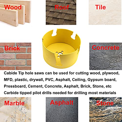 MaxTool 4-1/4"TCT Hole Saw 108mm Carbide Tip Holesaw 2.25" Deep with 5/8-18 Thread for Cutting Asphalt Brick Concrete MDF Tough Material; CT00Y57R416