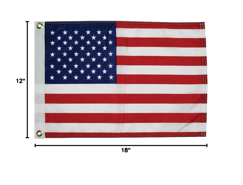 Taylor Made 50 Star U.S. Flag for Boats, 12" x 18", Brass Grommets, Water Repellent 200 Denier Nylon, American Made, Reinforced Heading - 2020109156