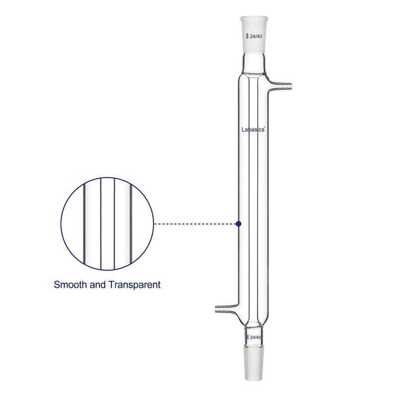 Labasics Borosilicate Glass Liebig Condenser with 24/40 Joint 300mm Jacket Length Lab Glass Condenser 300 mm