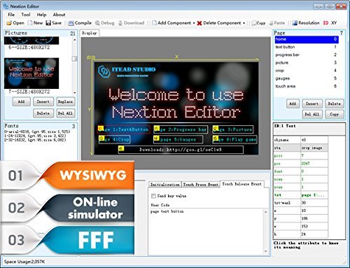 3.5'' Nextion NX4832T035 HMI Display Module with UART, 480x320 Resolution, 16MB Flash, 2KB RAM, Touch Screen LCD