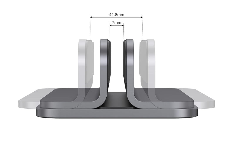 Aluminum laptop vertical stand organizer, sturdy laptop computer holder desktop stand compatible with new Retina Apple MacBook Pro/Air, Mac mini and iPad Pro - Spacegrey