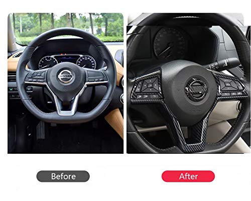  [AUSTRALIA] - MAXDOOL Carbon Fiber Steering Wheel Cover Sequins Frame Trim for Nissan Rogue Altima Sentra Kicks LEAF Versa Interior Accessories(Carbon Fiber)