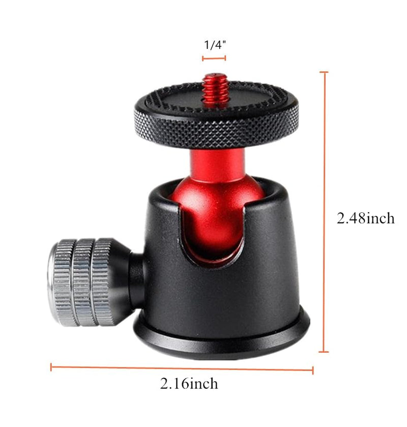 Tripod Ball Head 360 Panoramic with 1/4" to 3/8" Screw Adapter and Bubble Level for Digital Cameras, DSLR, Cell Phone, Camera Slider Track