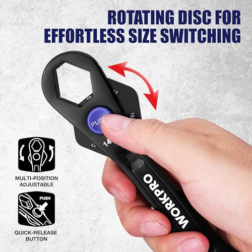 WORKPRO 2 Pcs 12-In-1 Universal Adjustable Wrench Set, Metric & SAE
