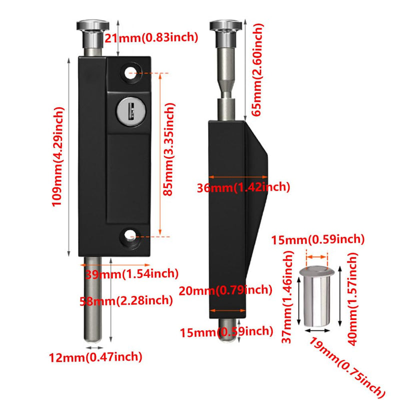 Patio Door Lock for Enhanced Home Security，Patio Doors Black Auxiliary Security Lock, Sliding Patio Door Two Keyed with Bolt Lock