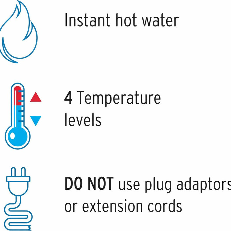Foset Electric Shower Head - Instant Hot Water, 4 Temperature Settings, Hand Shower Head with 5 ft Hose Included (Model 49491)
