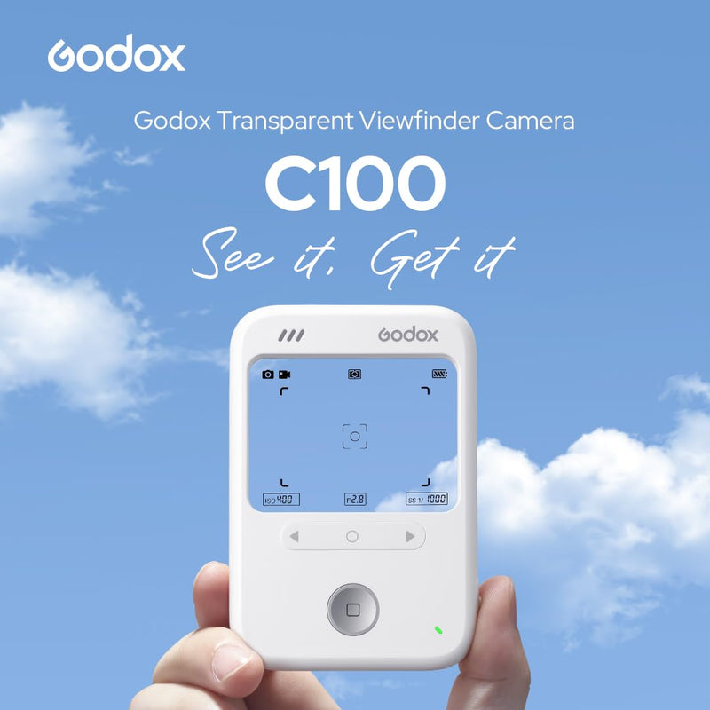 GODOX C100 Transparent Viewfinder Camera, 65g Ultra-Light Translucent Screen, 4 Aspect Ratios, Light Meter, OTG Transfer, Portable Viewfinder Camera