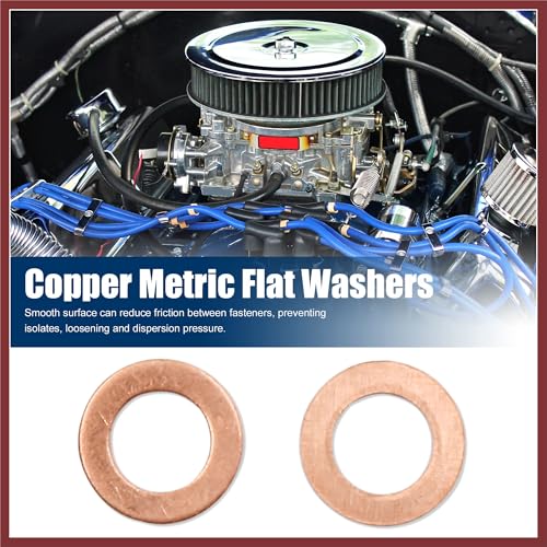 100pcs M8 x 13mm x 1mm Copper Flat Washer Sealing Gasket Ring for Screw Bolt Nut Replace Parts