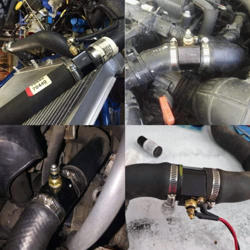 Aluminum Water Temp Joint Pipe Water Temp Meter Temperature Gauge Joint Pipe Radiator Sensor Adaptor Clamps Black 38mm