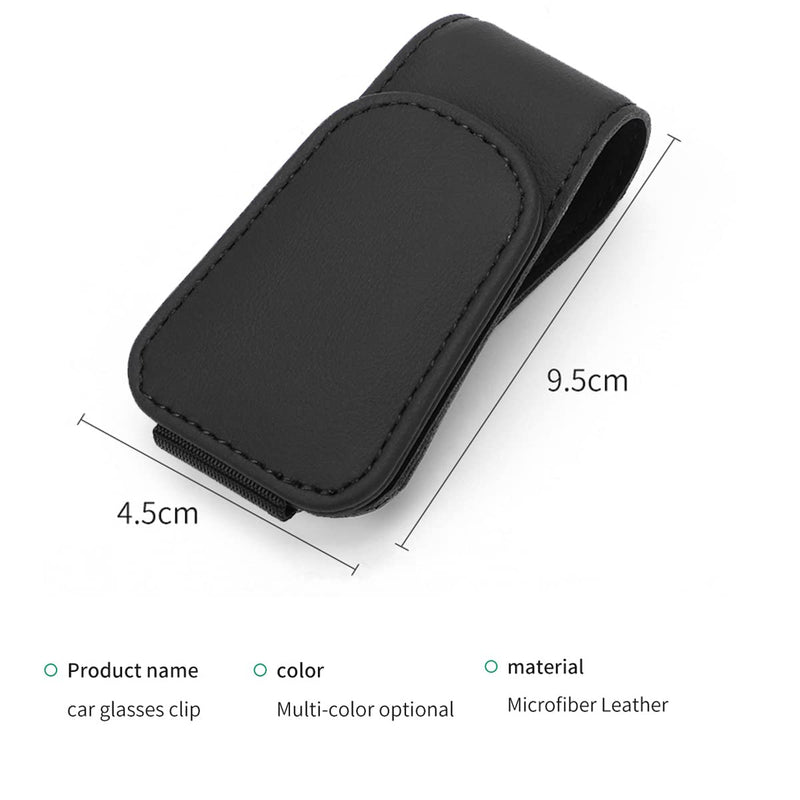 Magnetic Leather Sunglass Holder for Car, Sunglasses Clip for Car Visor, Auto Interior Accessories Universal for Different Size Eyeglasses (Black) black