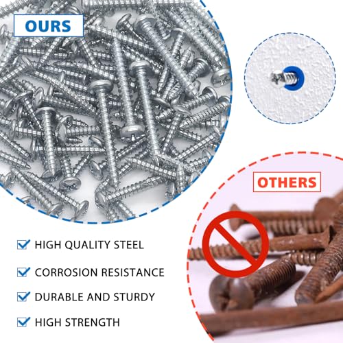 Conical Concrete Wall Anchors and Screws Assortment Kit, 340 Pcs Masonry Anchors with 3PCs Drill Bit,170 Brick Wall Anchors and 170 Self Tapping Screws, Blue