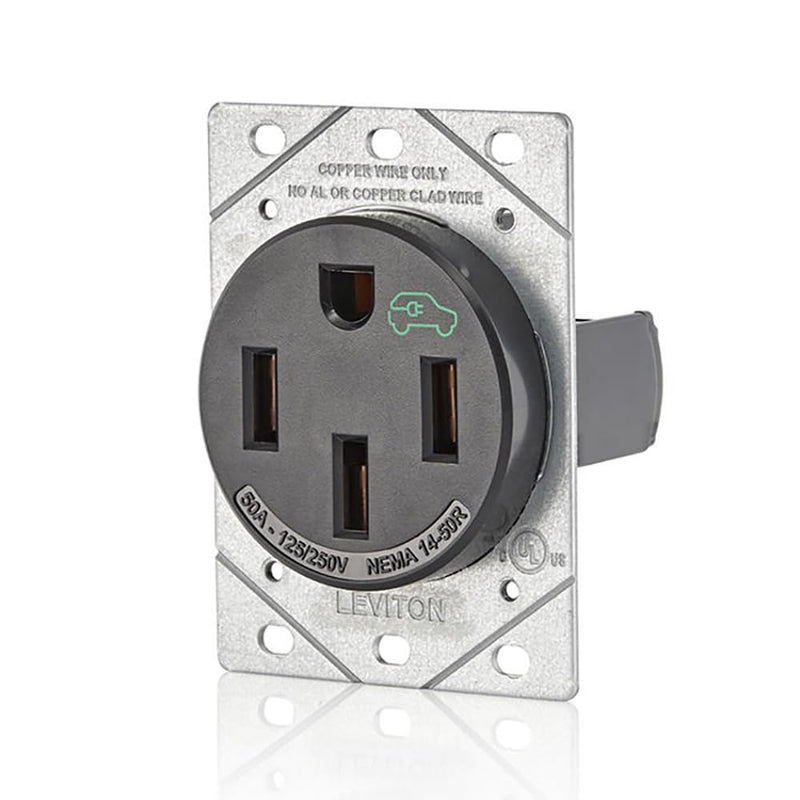 Leviton 50 Amp EV Charging Receptacle/Outlet, Heavy Duty, 1450R, Black